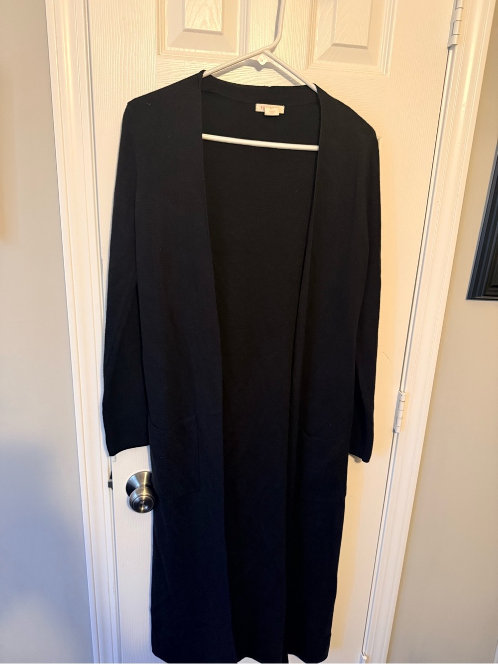 Long Open-Front Black Cardigan Duster